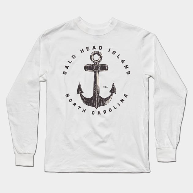 Bald Head Island, NC Summertime Vacationing Big Anchor Long Sleeve T-Shirt by Contentarama